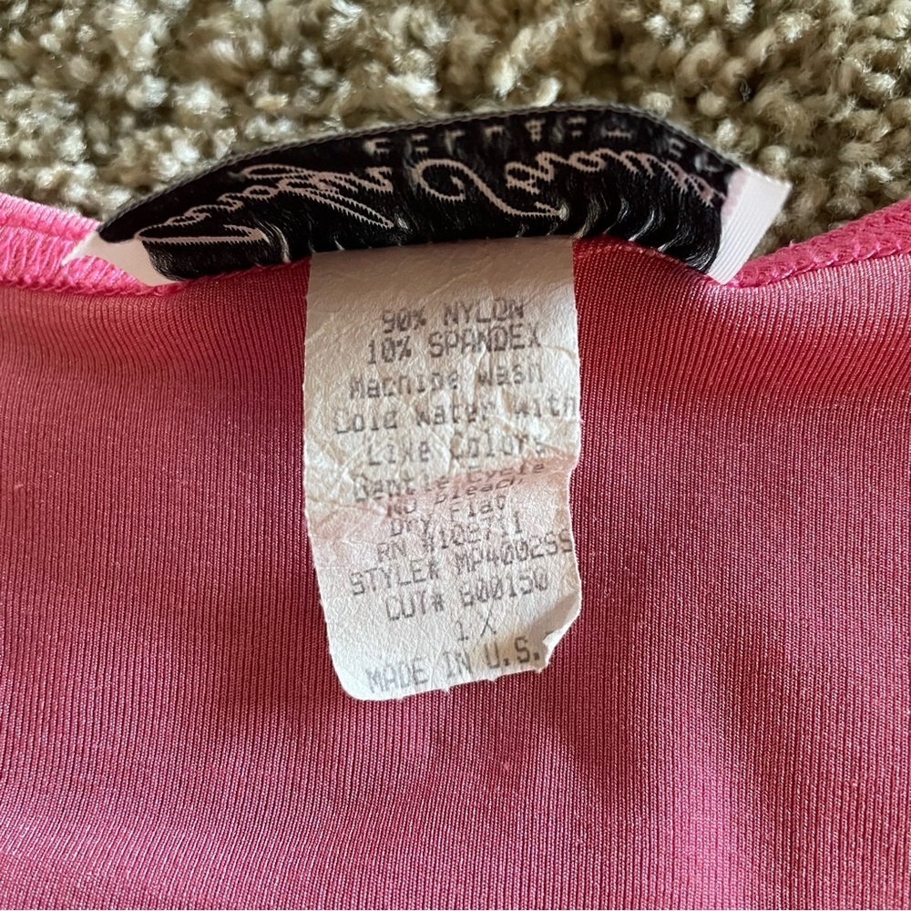 Carolyn Strauss Collection Liquid Knit Tunic Top Womens 1X Pink Slinky Side Slit - Picture 10 of 10